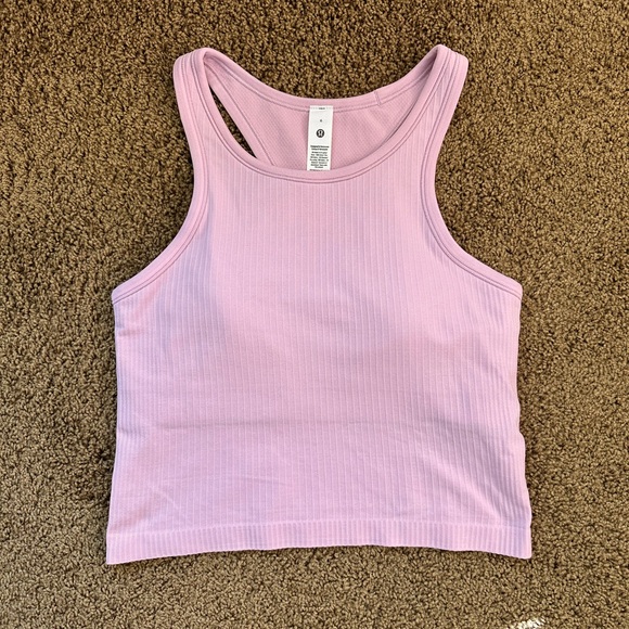 Lululemon Ebb to Street Cropped Racerback Tank Top Vitapink Pink size 6  *NWOT* - Picture 1 of 3